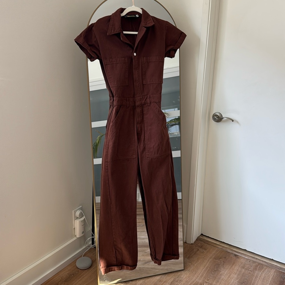 Big Bud Press short sleeve jumpsuit in fudgesicle brown